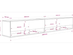 Mueble TV 200 (2 x 100) cm Blanco Mate, 200 × 32 × 34 cm