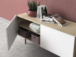 Mueble TV - A52cm x L180cm x F43cm - roble y blanco - Printed