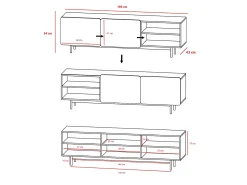 Mueble TV - A54cm x L180cm x F43cm - roble y blanco - Printed