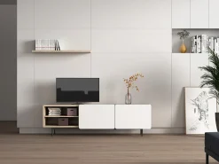 Mueble TV - A54cm x L180cm x F43cm - roble y blanco - Printed