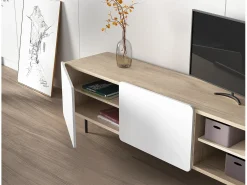 Mueble TV - A54cm x L180cm x F43cm - roble y blanco - Printed