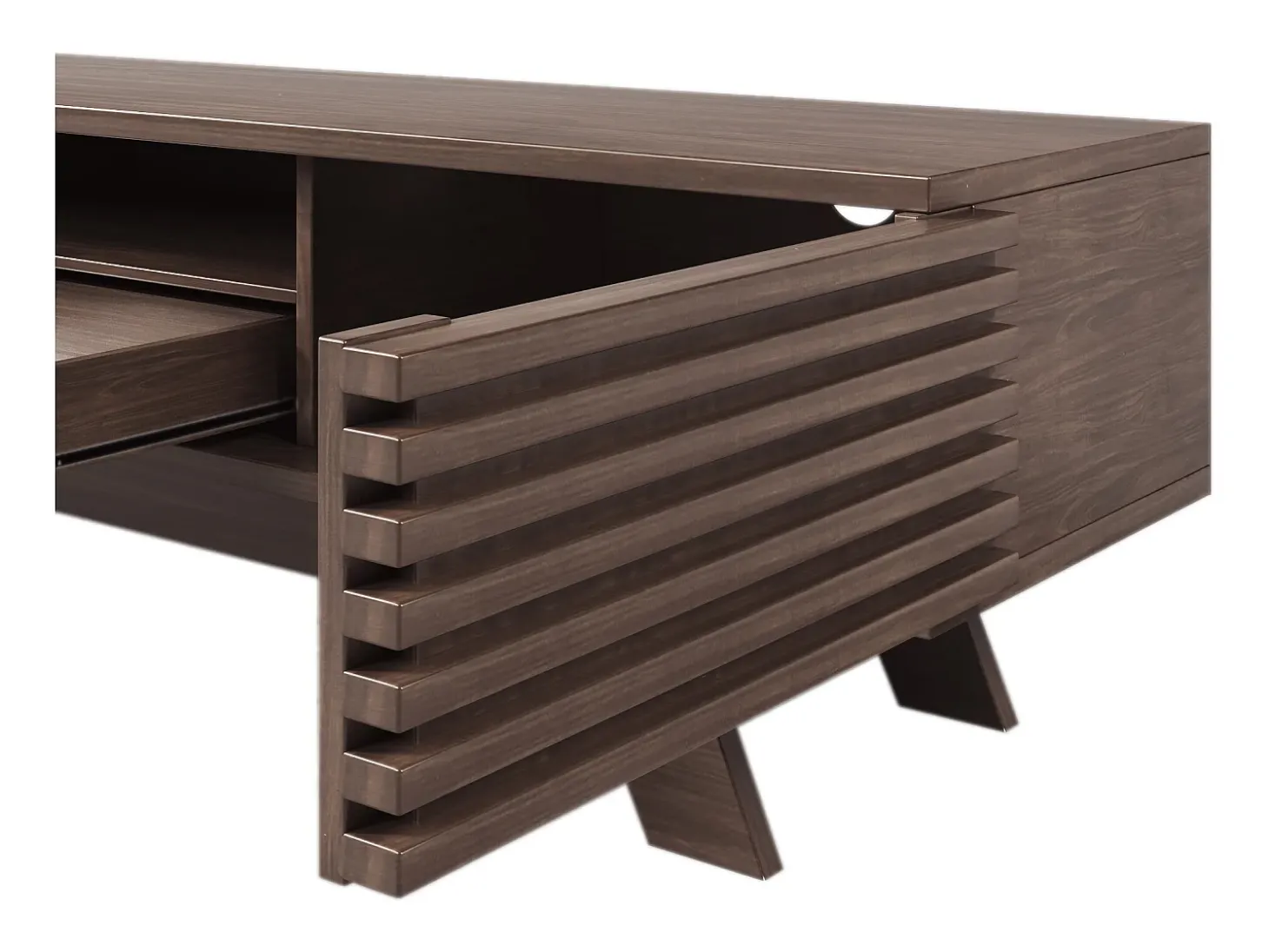Mueble TV 150 cm - 1 cajón y 2 puertas - tablero de partículas - Marrón