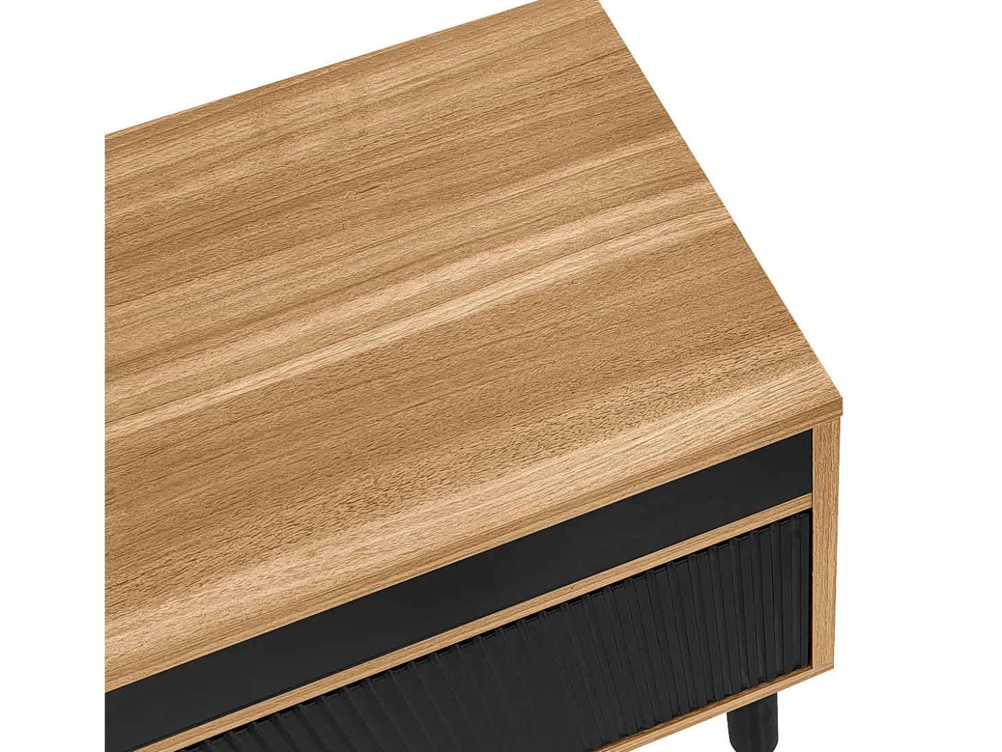 Mueble TV 170×38×47,7 cm - 3 puertas - MDF + paneles de partículas - natural + negro