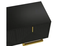 Mueble TV 160×38×44,5 cm - 4 puertas - Tiradores y patas dorados - Paneles de partículas - negro