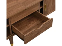 Mueble TV 175×38×45 cm - 2 puertas correderas de ratán - 2 cajones - marrón