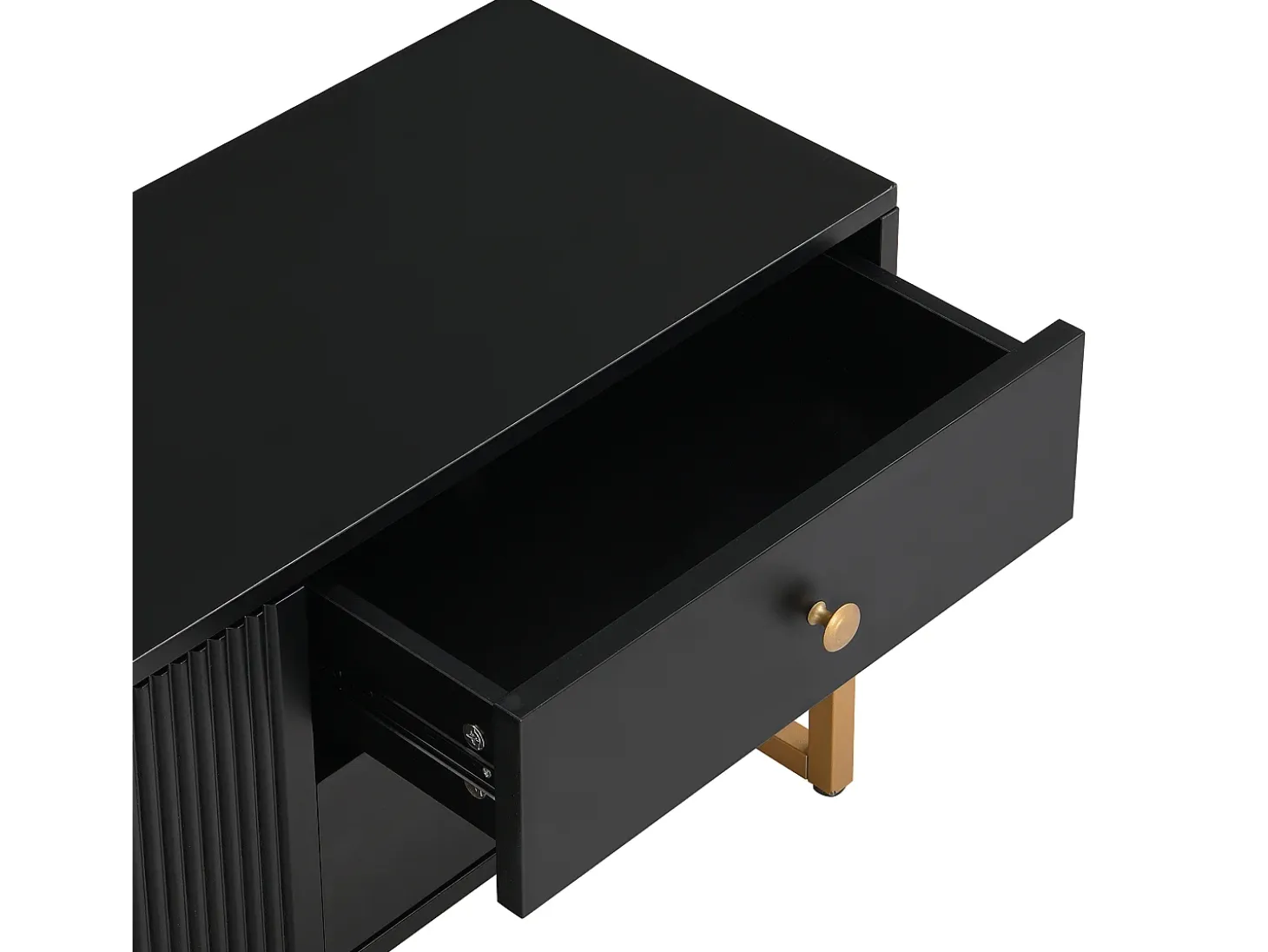 Mueble TV 175 cm - 2 puertas texturizadas y 4 cajones - en MDF - Negro