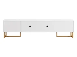 Mueble TV 175 cm - 2 puertas texturizadas y 4 cajones - en MDF - Blanco