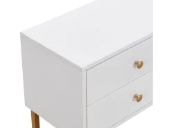 Mueble TV 175 cm - 2 puertas texturizadas y 4 cajones - en MDF - Blanco