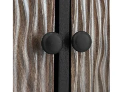 Mueble TV 180×38×50 cm - 2 puertas y 3 cajones - MDF + paneles de partículas - Negro + Natural