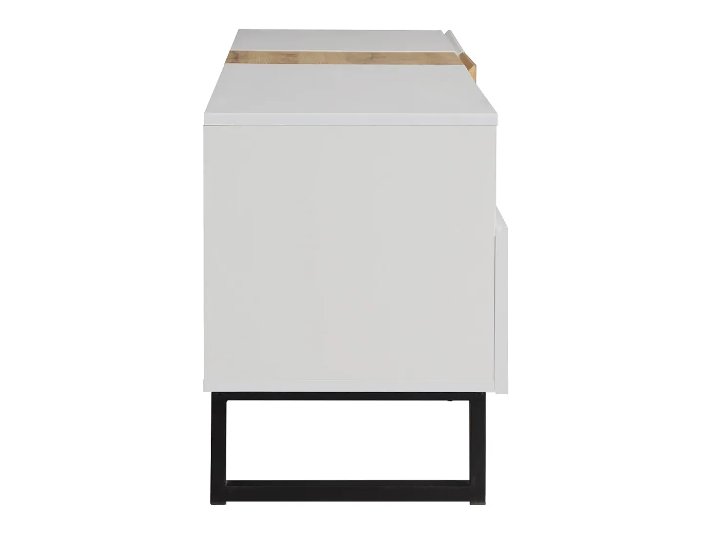 Mueble TV 180 cm - con 2 cajones y 5 compartimentos - en MDF - Blanco y Natural