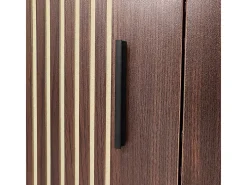 Mueble TV 200 cm - con LED y puerta de vidrio - MDF y panel de partículas - Natural