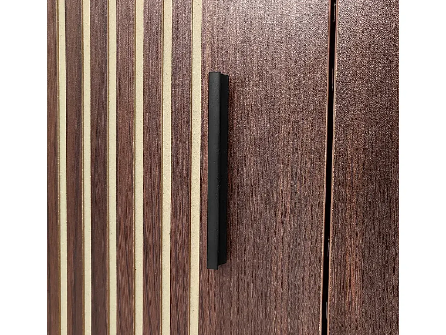 Mueble TV 200 cm - con LED y puerta de vidrio - MDF y panel de partículas - Natural