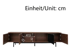 Mueble TV 200 cm - con LED y puerta de vidrio - MDF y panel de partículas - Natural