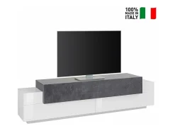 Mueble TV 4 estantes y 3 puertas abatibles 200 cm diseño moderno Corona Low Report