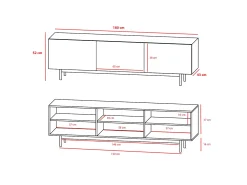Mueble TV 3 puertas - A52cm x L180cm x F43cm - blanco - Printed