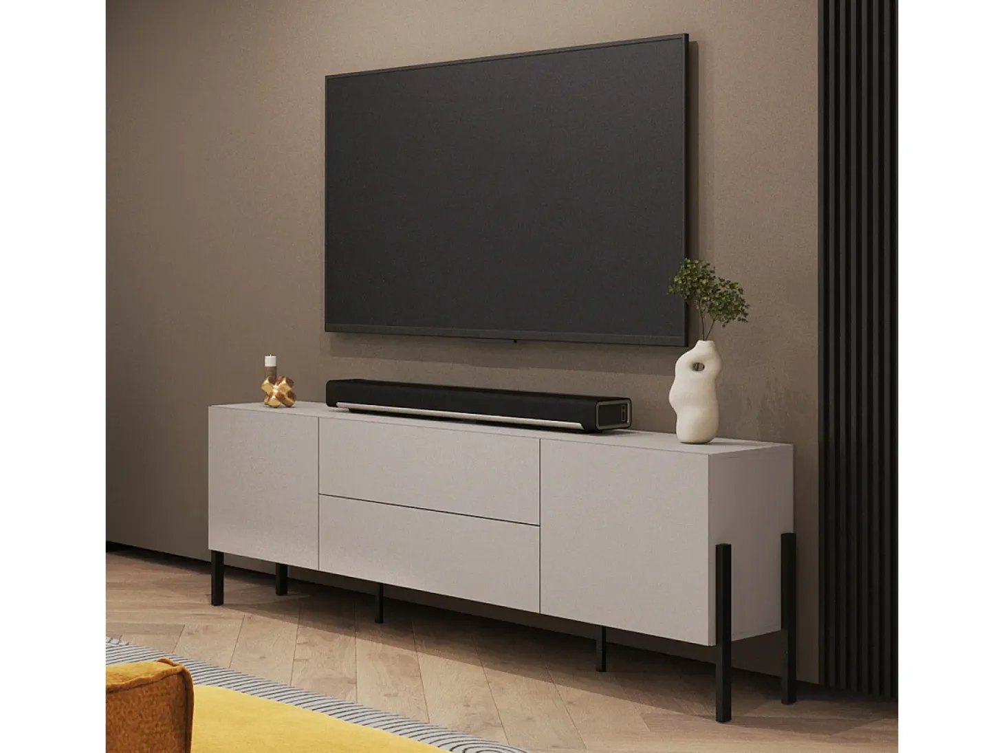 Mueble TV 2 puertas 2 cajones 200 cm Bérénice Cachemira