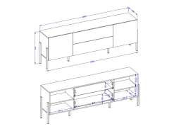 Mueble TV 2 puertas 2 cajones 200 cm Bérénice Cachemira