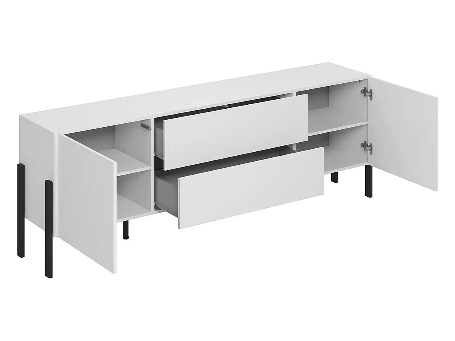 Mueble TV 2 puertas 2 cajones 200 cm Bérénice Blanco