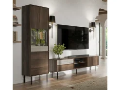 Mueble TV 2 puertas 180 cm Astra Madera oscura y Cachemira