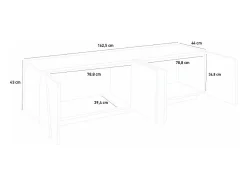 Mueble TV 4 puertas 2 estantes de diseño moderno blanco Ping Low L