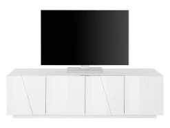 Mueble TV 4 puertas 2 estantes de diseño moderno blanco Ping Low L