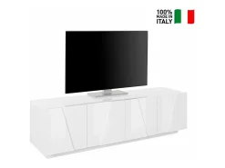 Mueble TV 4 puertas 2 estantes de diseño moderno blanco Ping Low L