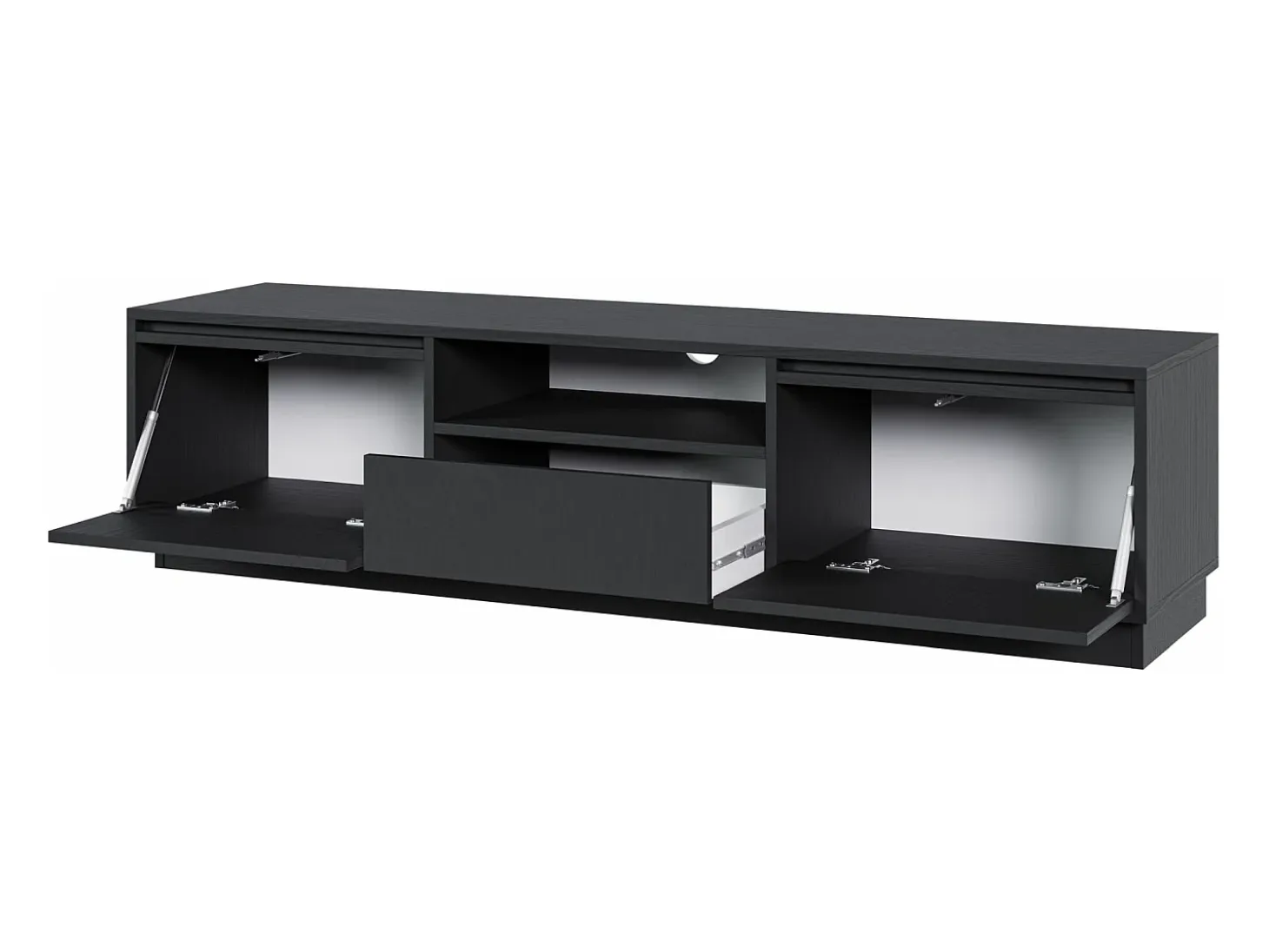 Mueble TV 3 puertas con 3 cajones - 154 cm - grafito negro - EVO