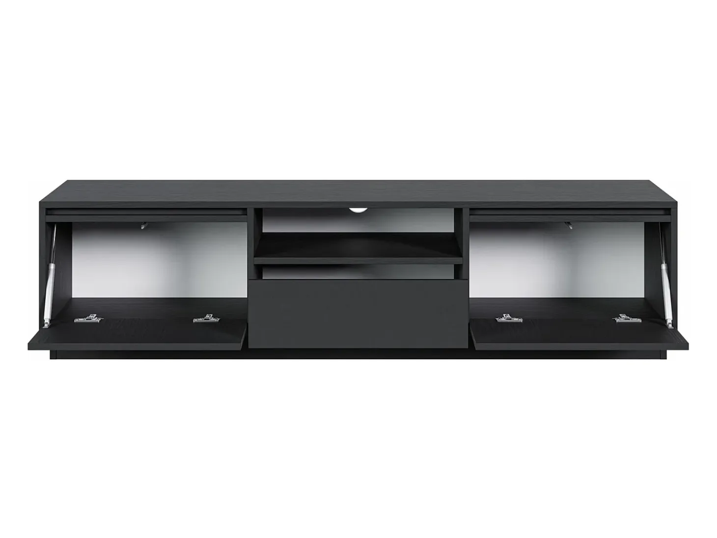 Mueble TV 3 puertas con 3 cajones - 154 cm - grafito negro - EVO