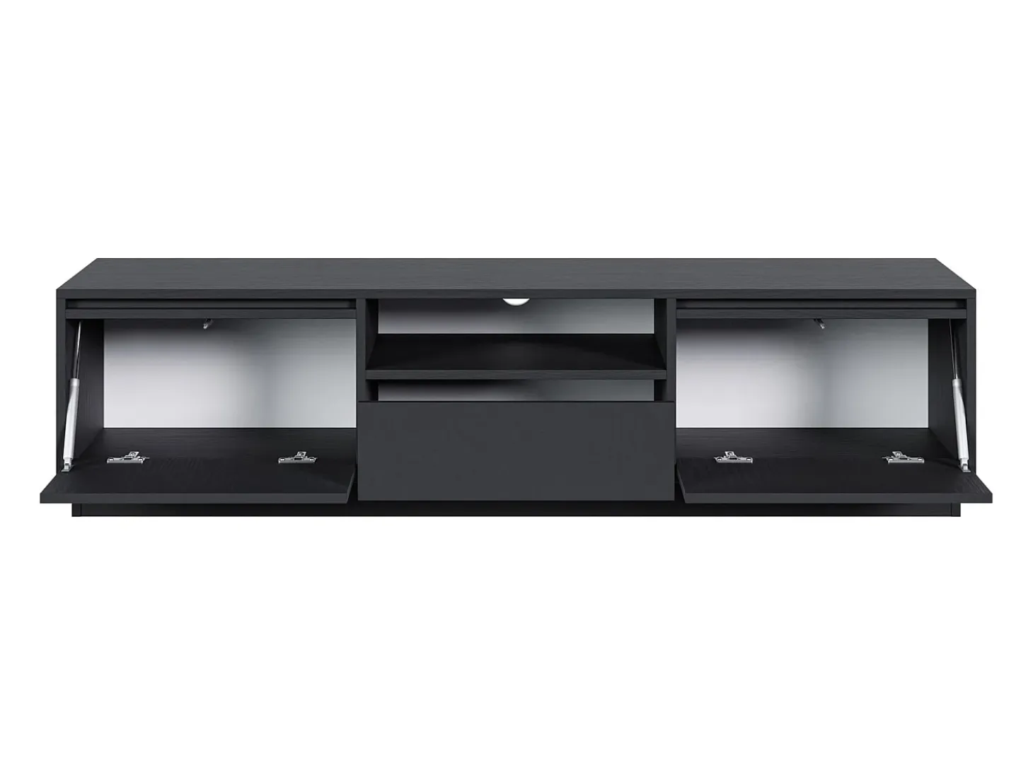Mueble TV 3 puertas con 3 cajones - 154 cm - grafito negro - EVO