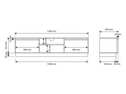 Mueble TV 3 puertas con 3 cajones - 154 cm - cachemire - EVO