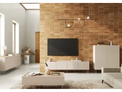 Mueble TV 4 puertas con pie metálico 220x60 cm