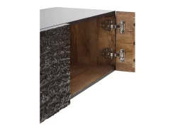 Mueble tv 4 puertas madera de mango color negro a colgar en pared
