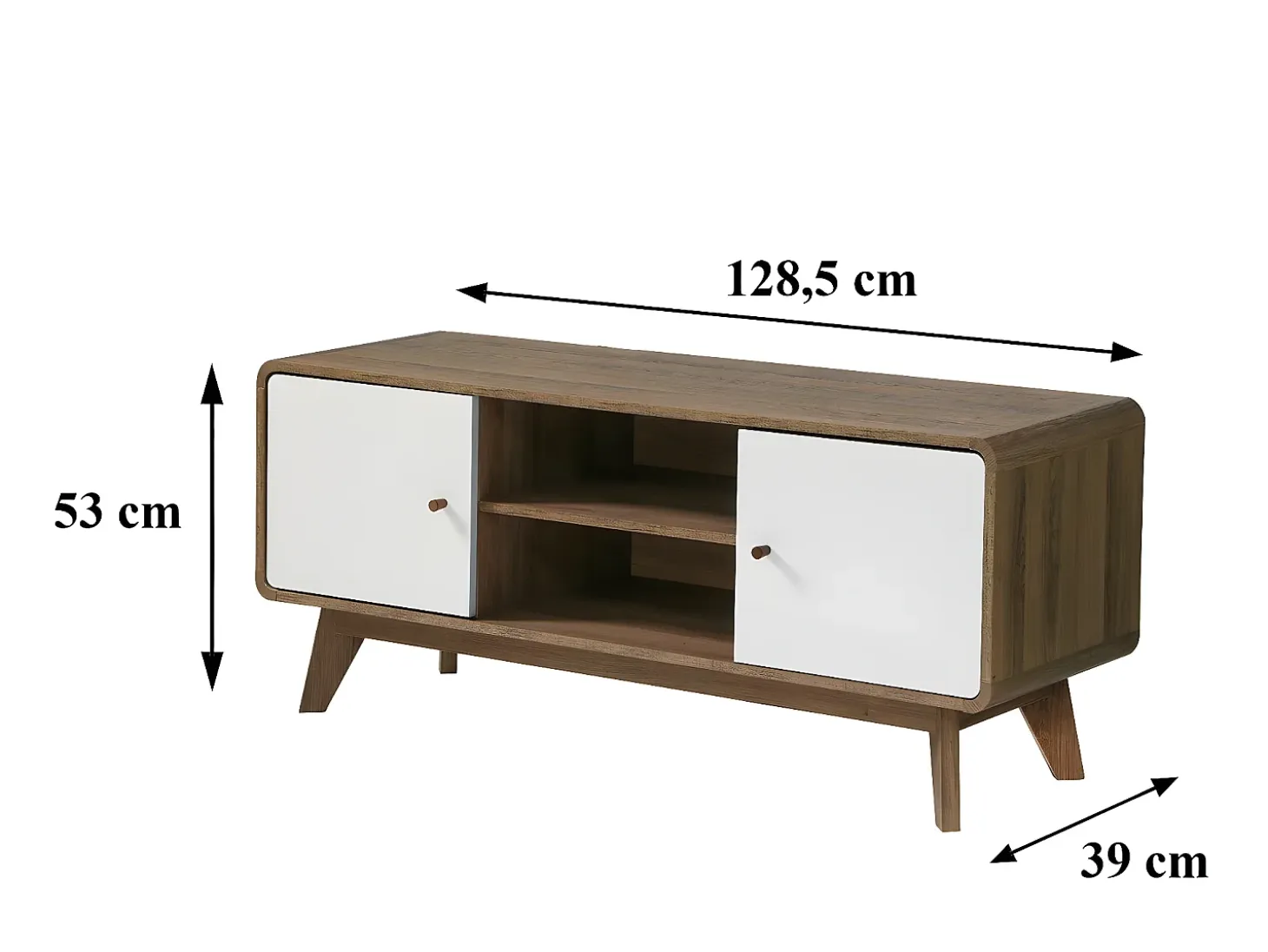 Mueble TV 2 puertas y 2 huecos L128,5 cm - ALBURA