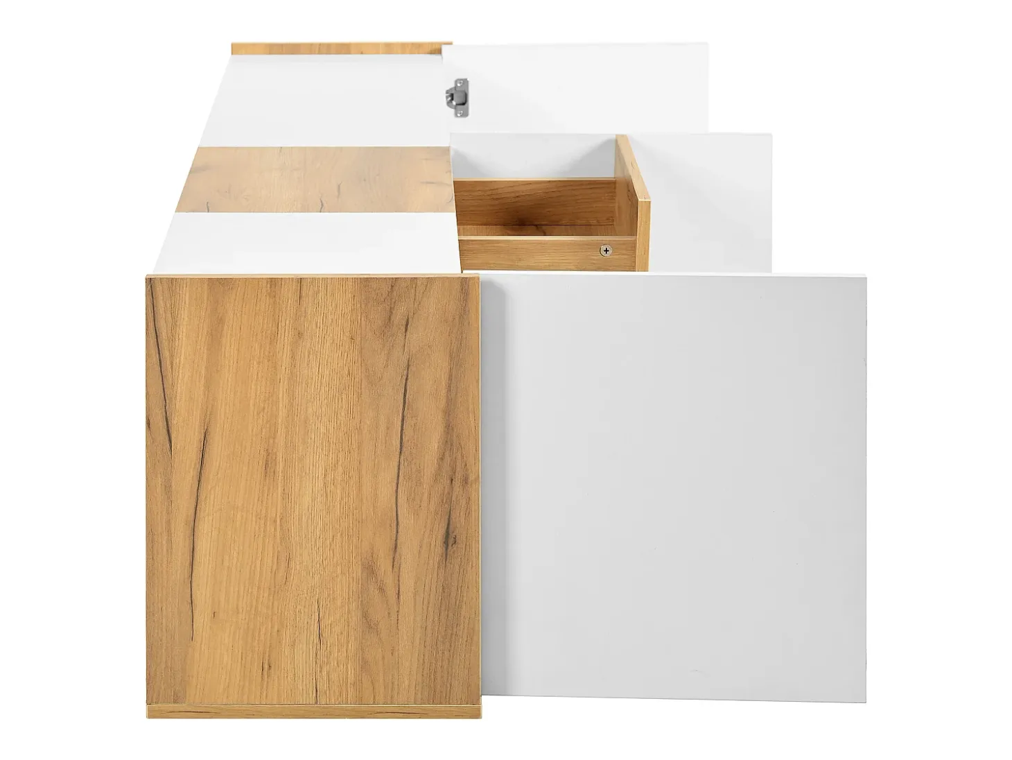 Mueble TV - se puede colgar en la pared o colocar en el suelo - Paneles de partículas - blanco y natural