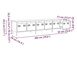 Mueble TV acero laminado en frío amarillo mostaza 202x39x43,5cm