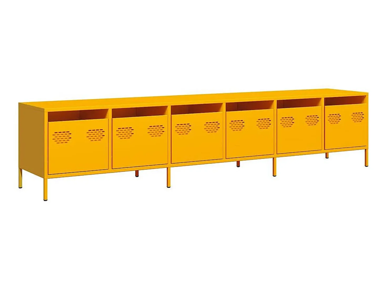 Mueble TV acero laminado en frío amarillo mostaza 202x39x43,5cm