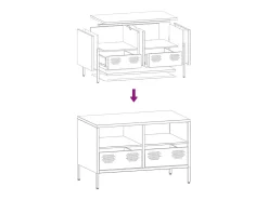 Mueble TV acero laminado en frío amarillo mostaza 68x39x43,5 cm