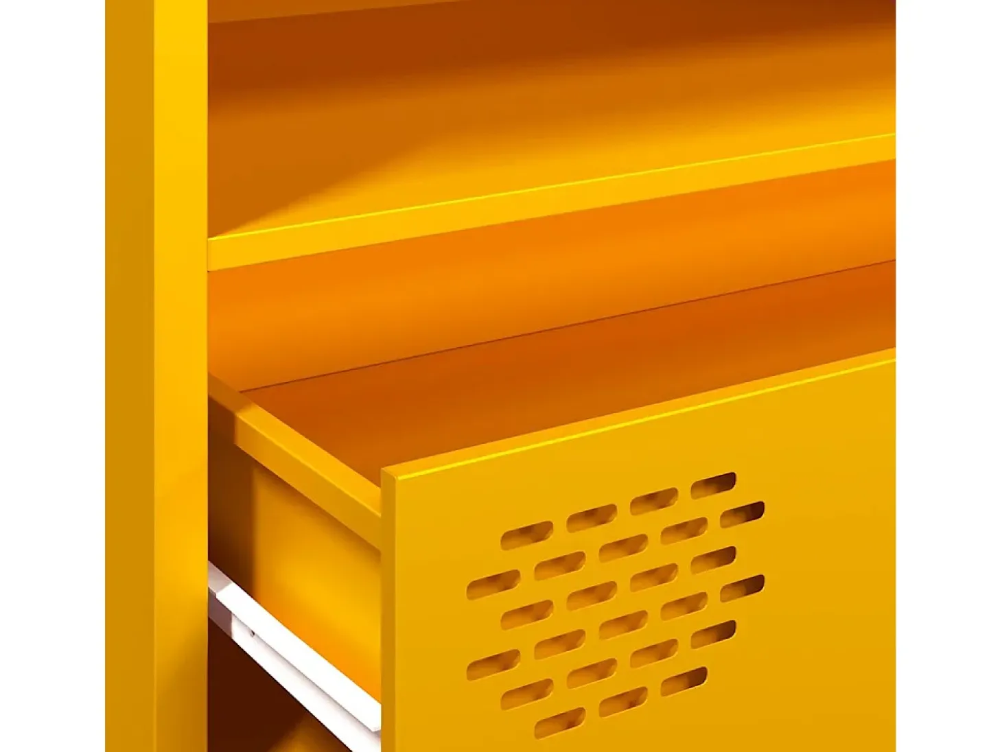 Mueble TV acero laminado en frío amarillo mostaza 202x39x43,5cm