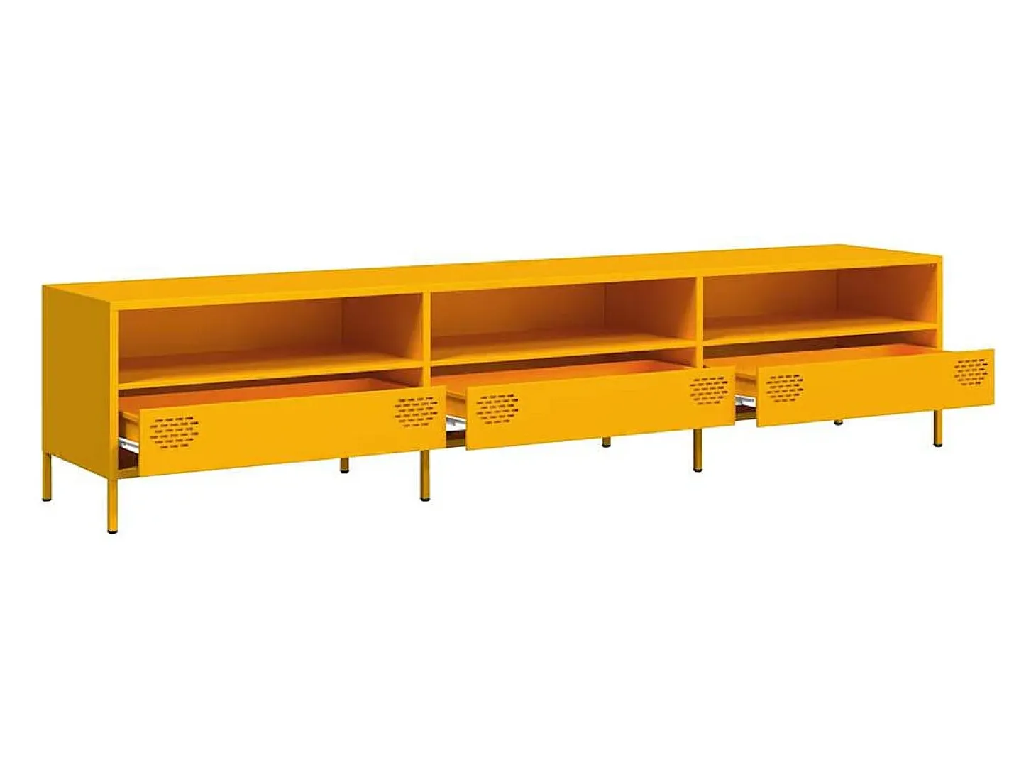 Mueble TV acero laminado en frío amarillo mostaza 202x39x43,5cm