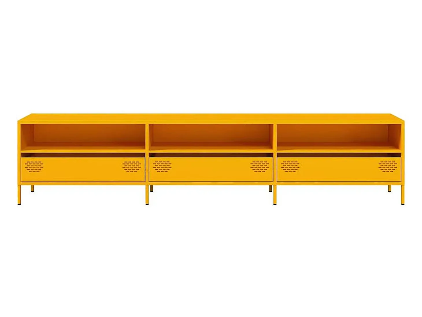 Mueble TV acero laminado en frío amarillo mostaza 202x39x43,5cm