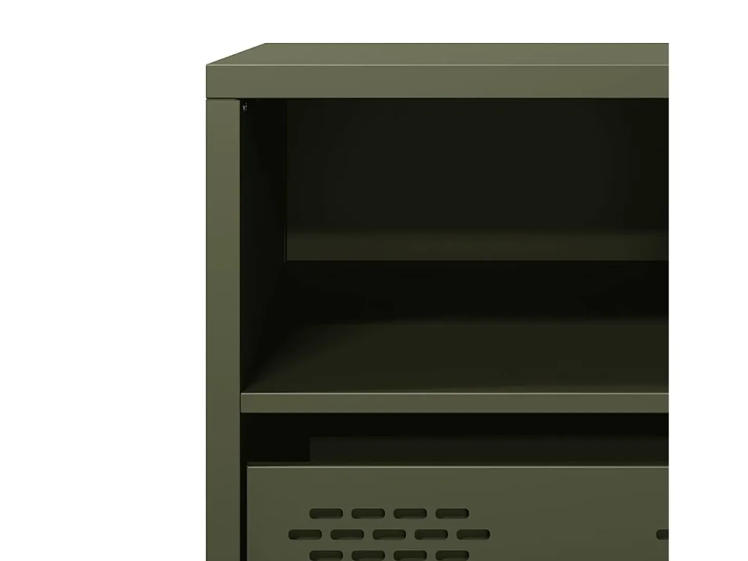 Mueble TV acero laminado en frío verde oliva 101,5x39x43,5 cm