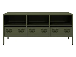 Mueble TV acero laminado en frío verde oliva 101,5x39x43,5 cm