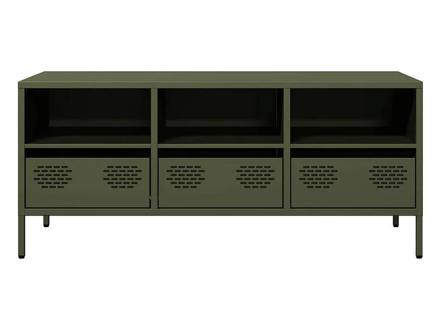 Mueble TV acero laminado en frío verde oliva 101,5x39x43,5 cm