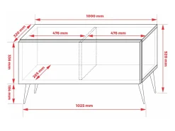 Mueble TV: Aloe, 100 x 52 x 32 cm, patas doradas