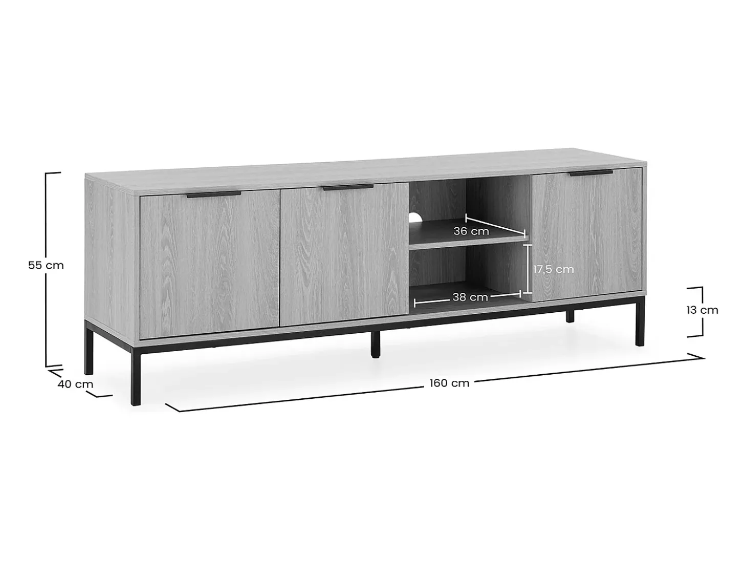 Mueble Tv Auri 3 puertas color Roble