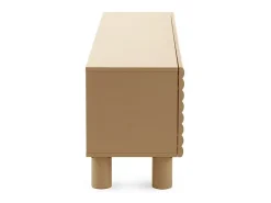Mueble tv azul con relieve ondulado en las puertas