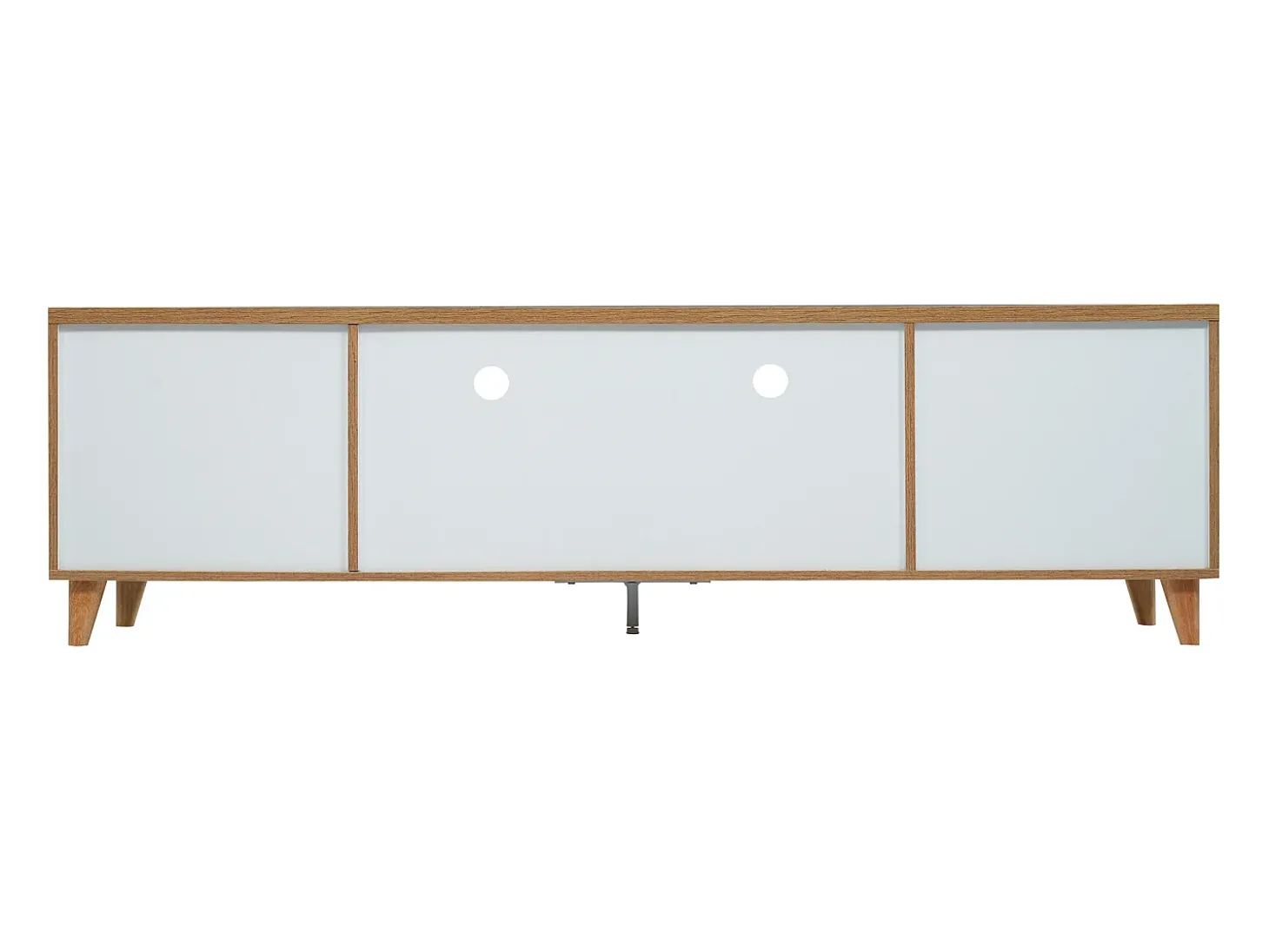 Mueble TV blanco y madera con 5 puertas, 175x37x51 cm, MDF