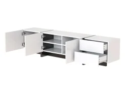 Mueble TV blanco y moderno 190x35x45 cm 3 puertas y 2 cajones