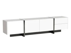 Mueble TV blanco y moderno 190x35x45 cm 3 puertas y 2 cajones