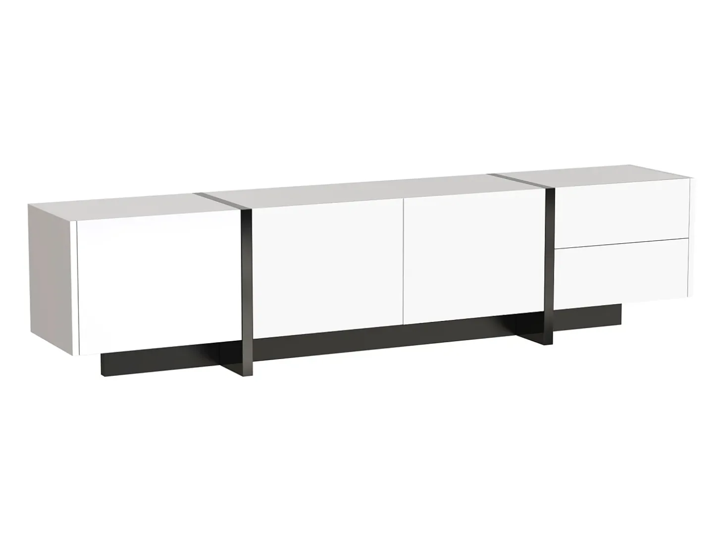 Mueble TV blanco y moderno 190x35x45 cm 3 puertas y 2 cajones